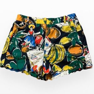 J. Crew High Waisted Postcard Print Shorts size 4